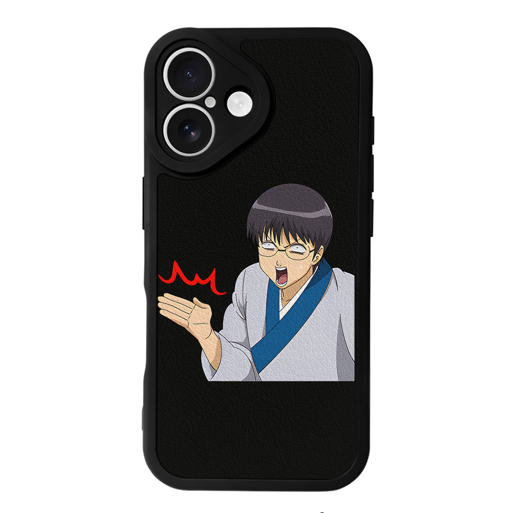 （画像用） ぎんたま 坂田銀時（さかたぎんとき） 神楽 志村新八（しむら しんぱち） GINTAMA Sakata Gintoki Kagura Shimura Shinpachi 【iPhone 16シリーズ対応】シリコンスマホケース（レザー調） 材質：シリコン